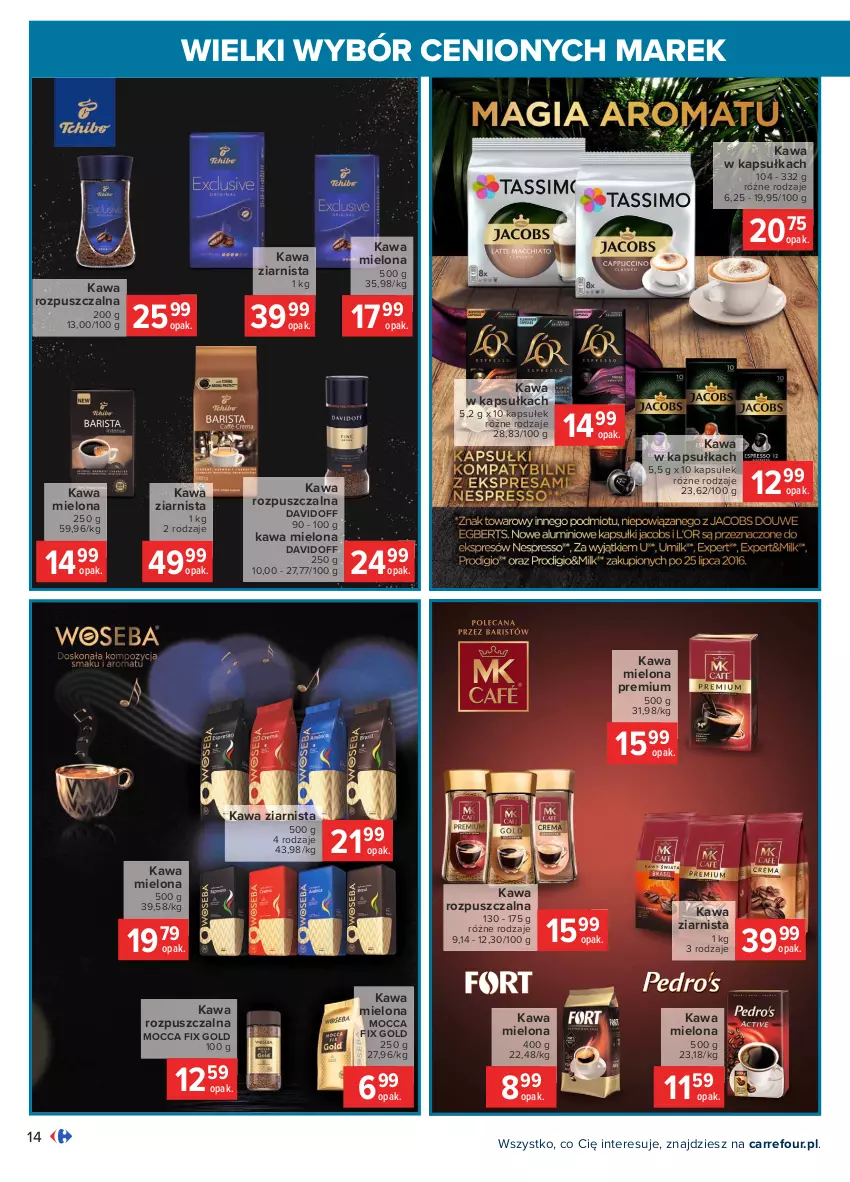 Gazetka promocyjna Carrefour - Gazetka Wielki wybór cenionych marek - ważna 08.02 do 20.02.2021 - strona 14 - produkty: Davidoff, Kawa, Kawa mielona, Kawa rozpuszczalna, Kawa ziarnista, Mocca Fix Gold