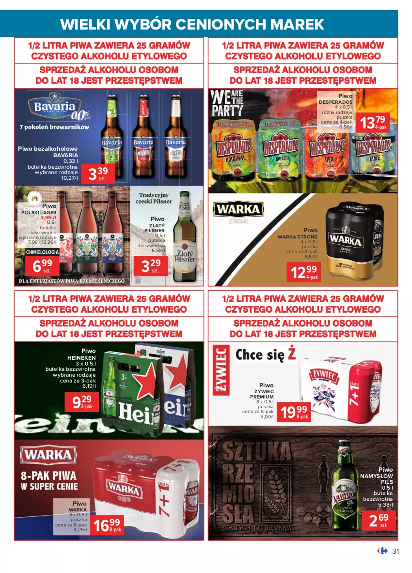 Gazetka promocyjna Carrefour - Gazetka Wielki wybór cenionych marek - ważna 08.02 do 20.02.2021 - strona 31 - produkty: Desperados, Gra, Heineken, Namysłów, Piwa, Piwo, Warka