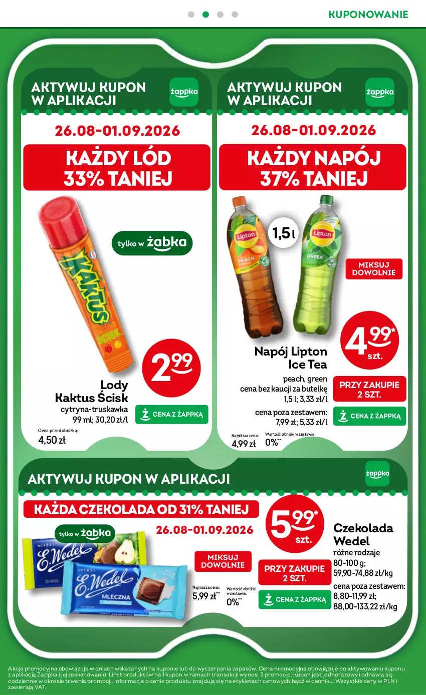 Gazetka promocyjna Żabka - gazetka-promocyjna-35-36-2026 - ważna 26.08 do 08.09.2026 - strona 29 - produkty: Czekolada, Ice tea, Kaktus, Lipton, Lody, Napój, Rama, Tran