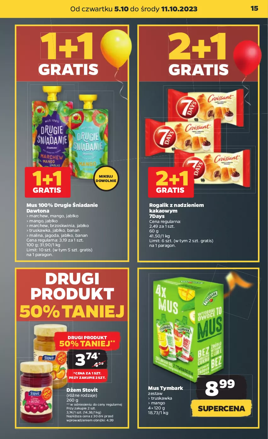 Gazetka promocyjna Netto - Artykuły spożywcze - ważna 05.10 do 11.10.2023 - strona 15 - produkty: Dawtona, Dżem, Gra, Kakao, Mango, Mus, Rogal, Tymbark