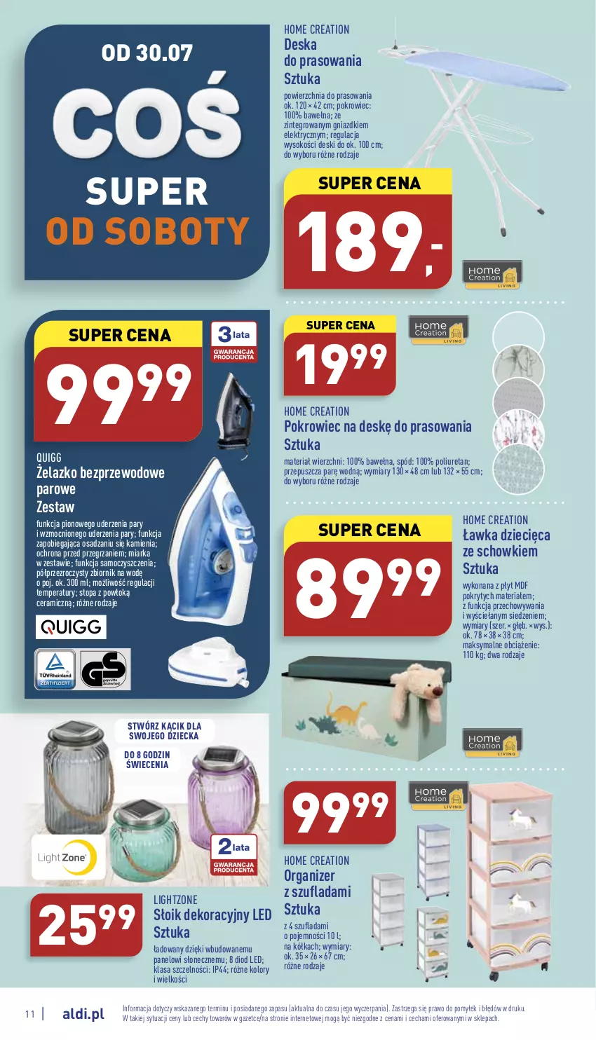 Gazetka promocyjna Aldi - Zaplanuj zakupy wcześniej - ważna 25.07 do 30.07.2022 - strona 11 - produkty: Deska do prasowania, Dzieci, Miarka, Organizer, Pokrowiec, Pokrowiec na deskę, Sok, Top, Wełna