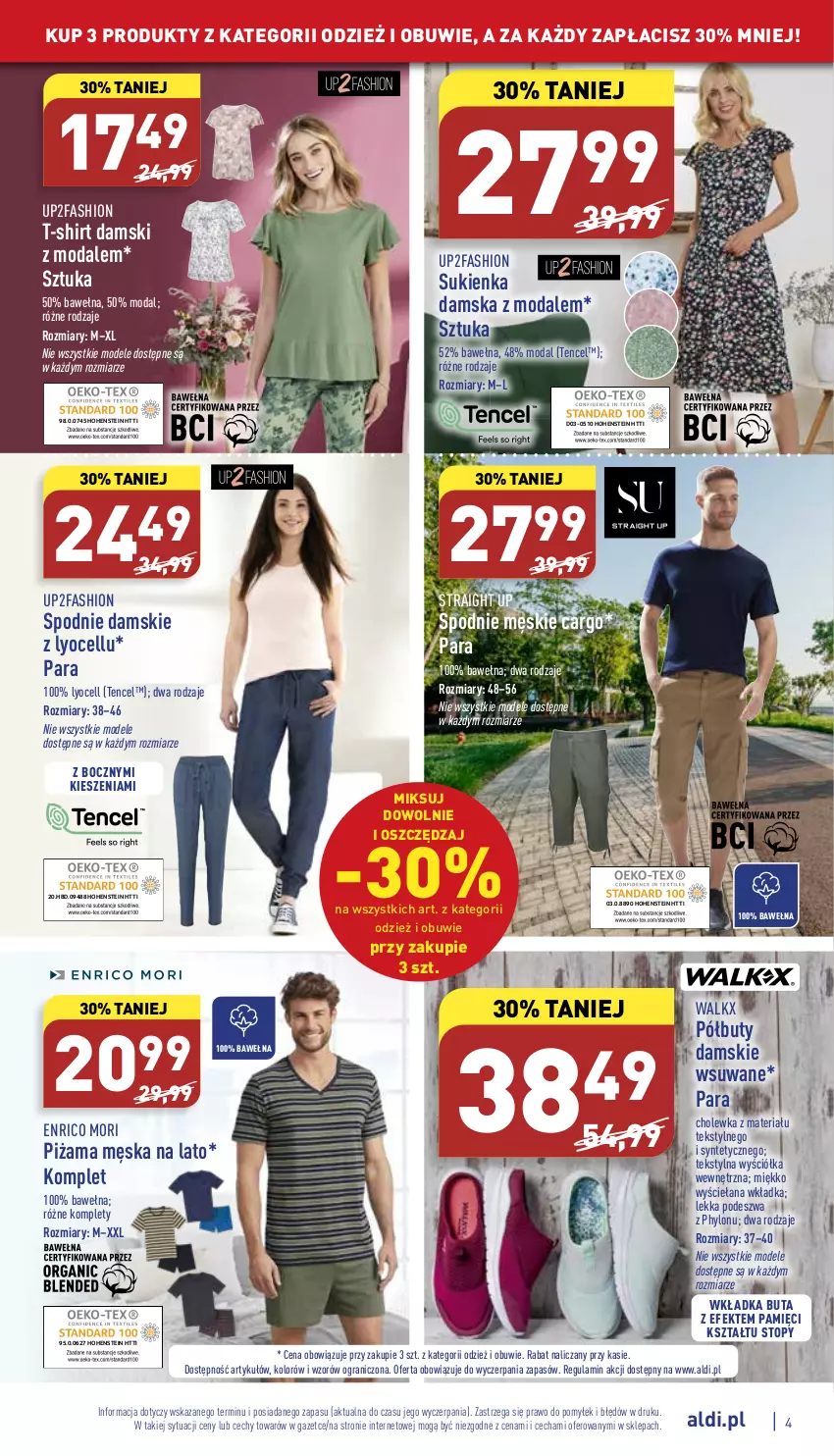 Gazetka promocyjna Aldi - Zaplanuj zakupy wcześniej - ważna 25.07 do 30.07.2022 - strona 4 - produkty: Buty, Fa, Gra, Moda, Obuwie, Piżama, Półbuty, Spodnie, Sukienka, T-shirt, Top, Wełna