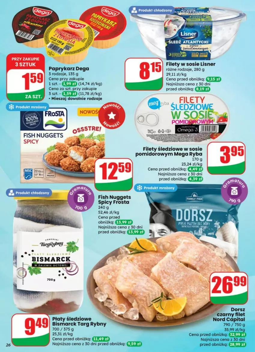 Gazetka promocyjna Dino - ważna 09.07 do 13.07.2025 - strona 19 - produkty: Dega, Frosta, LG, Lisner, Papryka, Paprykarz, Płaty śledziowe, Por, Ryba, Sos