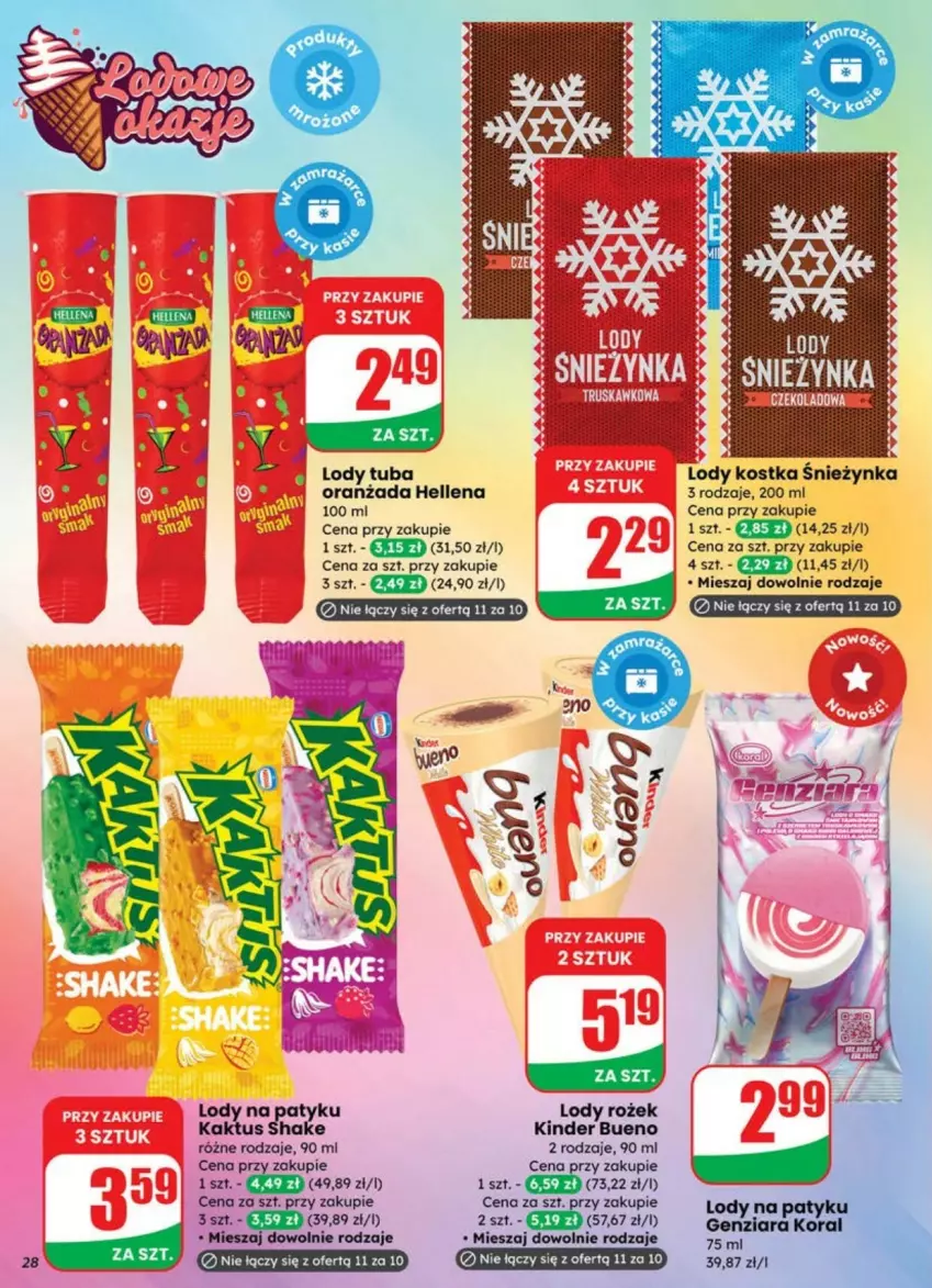 Gazetka promocyjna Dino - ważna 09.07 do 13.07.2025 - strona 21 - produkty: Fa, Hellena, Kaktus, Kinder, Kinder Bueno, LG, Lody, Oranżada, Sati