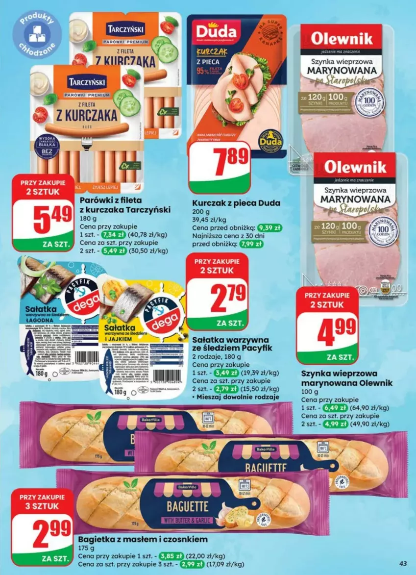 Gazetka promocyjna Dino - ważna 09.07 do 13.07.2025 - strona 38 - produkty: Bagietka, Duda, Kurczak, Olewnik, Parówki, Piec, Sałat, Sałatka, Sałatka warzywna, Szynka, Szynka wieprzowa, Tarczyński