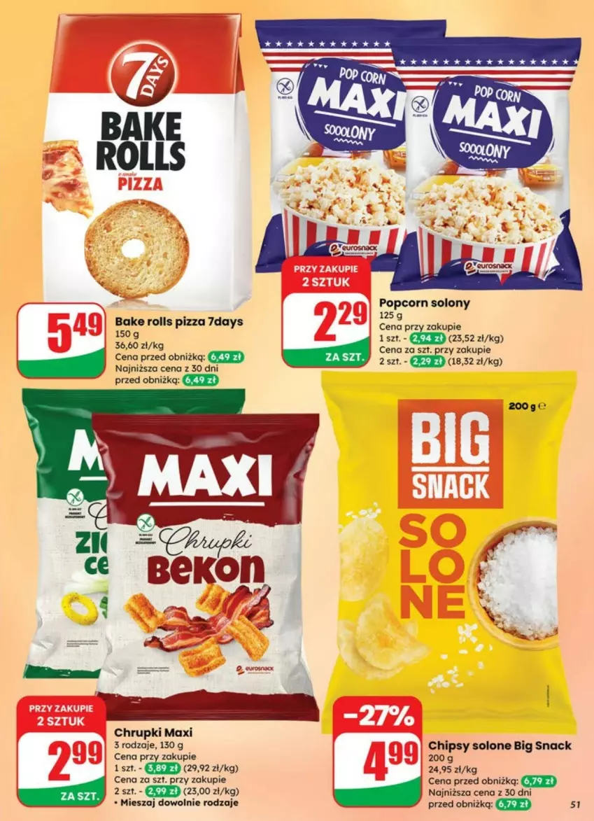 Gazetka promocyjna Dino - ważna 09.07 do 13.07.2025 - strona 47 - produkty: Bake Rolls, Chipsy, Chrupki, Pizza, Popcorn