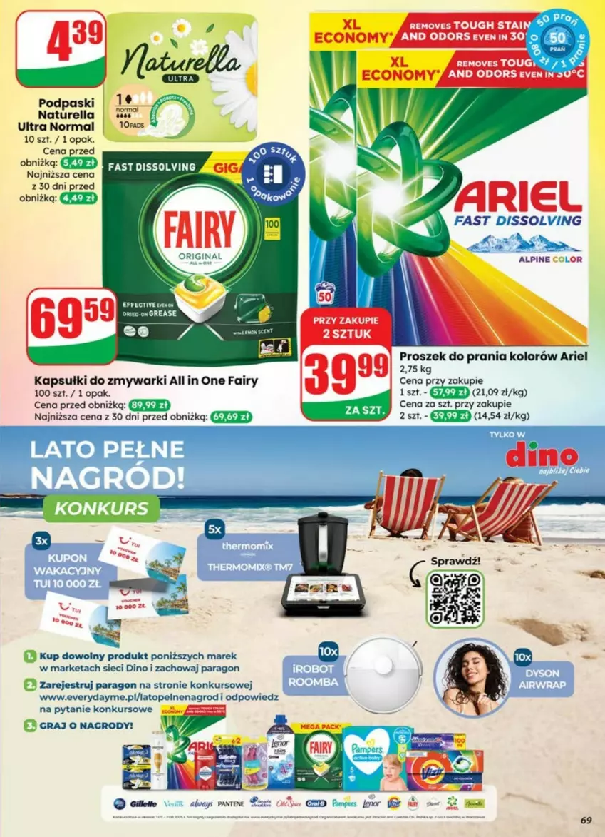 Gazetka promocyjna Dino - ważna 09.07 do 13.07.2025 - strona 66 - produkty: Ariel, Fa, Fairy, Gra, Naturell, Naturella, Pantene, Podpaski, Proszek do prania, Ser, Top