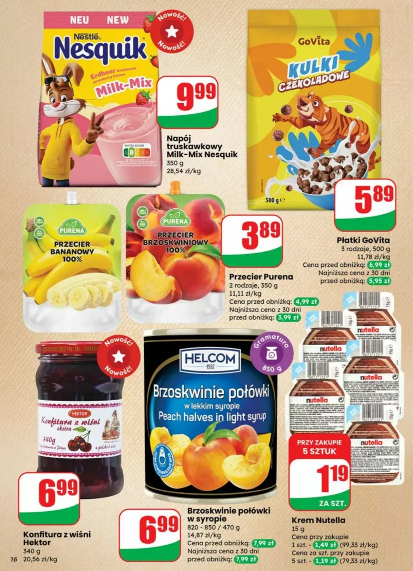 Gazetka promocyjna Dino - ważna 09.07 do 13.07.2025 - strona 8 - produkty: Brzoskwinie, Konfitura, Napój, Nesquik, Nutella, Por, Pur, Syrop