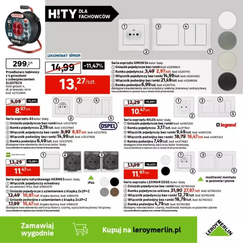 Gazetka promocyjna Leroy Merlin - ważna 12.03 do 13.04.2025 - strona 18 - produkty: Fa, Gniazdo podwójne, Gniazdo pojedyncze, LANA, LG, Piec, Ramka, Ser, Włącznik podwójny, Włącznik pojedynczy