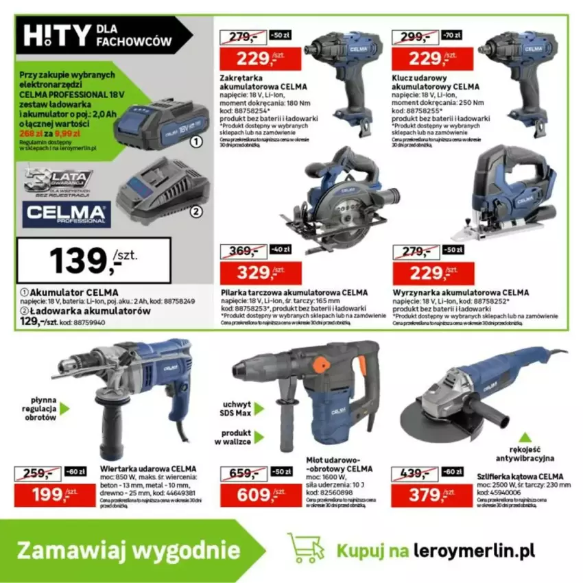 Gazetka promocyjna Leroy Merlin - ważna 12.03 do 13.04.2025 - strona 21 - produkty: Akumulator, Bateria, Celma, Klucz udarowy, Kret, O nas, Pilarka tarczowa, Szlifierka, Szlifierka kątowa, Tarka, Warka, Wiertarka, Wiertarka udarowa, Wyrzynarka