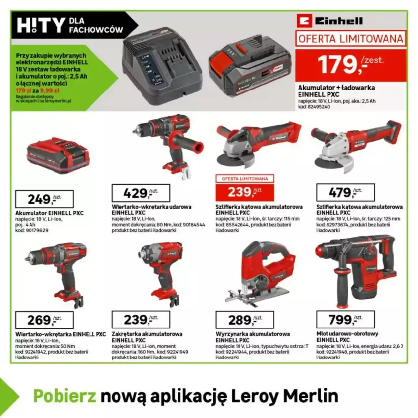 Gazetka promocyjna Leroy Merlin - ważna 12.03 do 13.04.2025 - strona 24 - produkty: Akumulator, Einhell, Fa, Młot, Młot udarowo-obrotowy, Szlifierka, Szlifierka kątowa, Tarka, Warka, Wkręt, Wkrętarka, Wyrzynarka