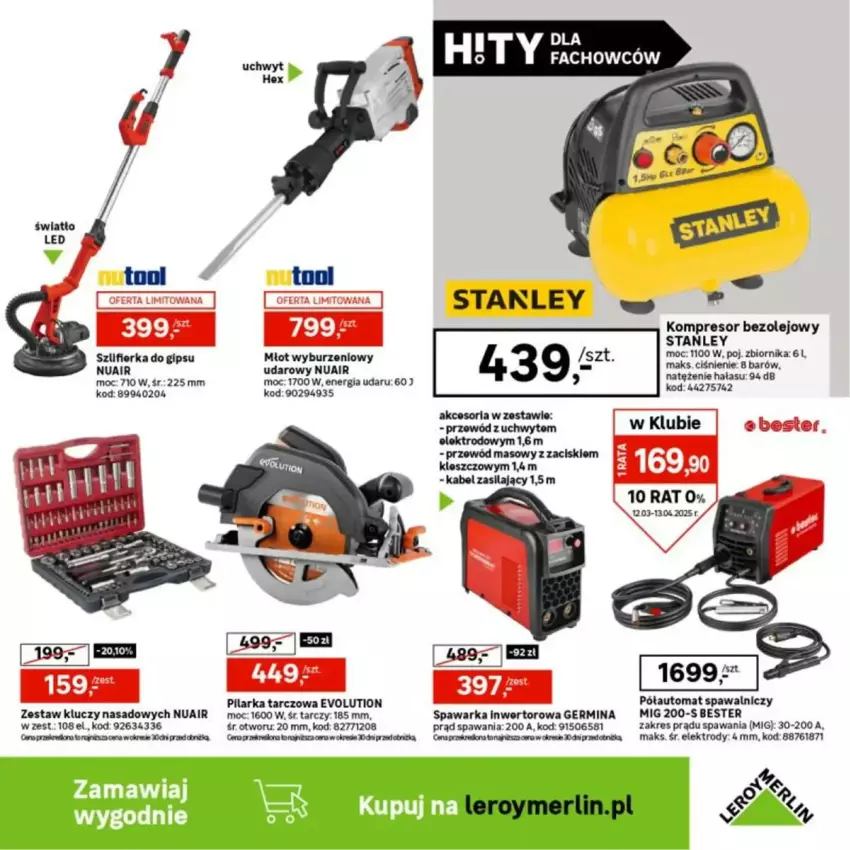 Gazetka promocyjna Leroy Merlin - ważna 12.03 do 13.04.2025 - strona 25 - produkty: Brit, Kompresor, Olej, Pilarka tarczowa, Przewód, Warka, Zestaw kluczy, Zestaw kluczy nasadowych