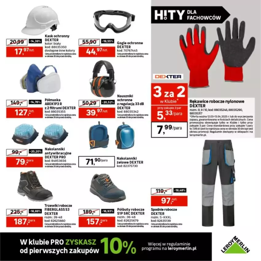 Gazetka promocyjna Leroy Merlin - ważna 12.03 do 13.04.2025 - strona 36 - produkty: Acer, Buty, Buty robocze, Dres, Fa, Gra, Kask, Maska, Półbuty, Spodnie, Tera