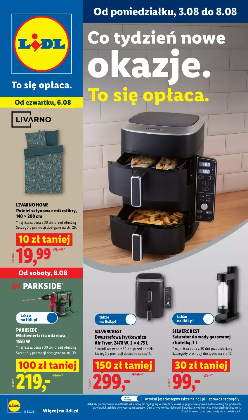 Gazetka promocyjna Lidl - Gazetka ważna od 03.08. do 08.08. - ważna 03.08 do 08.08.2026 - strona 1 - produkty: Ivar, Młot, Młotowiertarka, Parkside, Pościel, Silvercrest, Tarka, Wiertarka, Wiertarka udarowa
