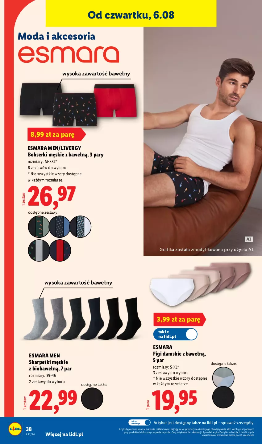 Gazetka promocyjna Lidl - Gazetka ważna od 03.08. do 08.08. - ważna 03.08 do 08.08.2026 - strona 44 - produkty: Bokserki, Figi, Gra, Grafika, Karp, Moda, Ser, Skarpetki, Sok