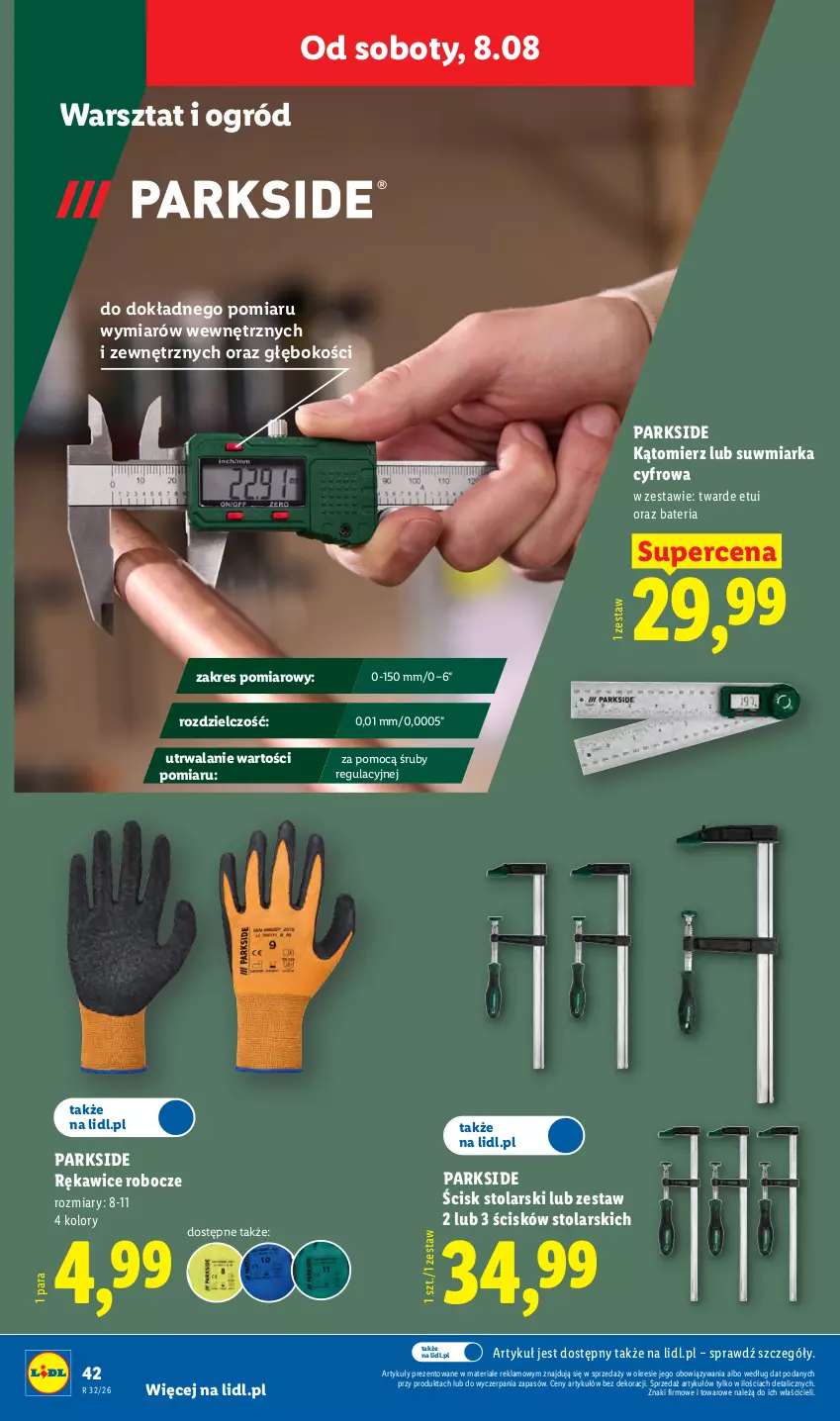 Gazetka promocyjna Lidl - Gazetka ważna od 03.08. do 08.08. - ważna 03.08 do 08.08.2026 - strona 48 - produkty: Bateria, Miarka, Ogród, Parkside, Rękawice, Rękawice robocze