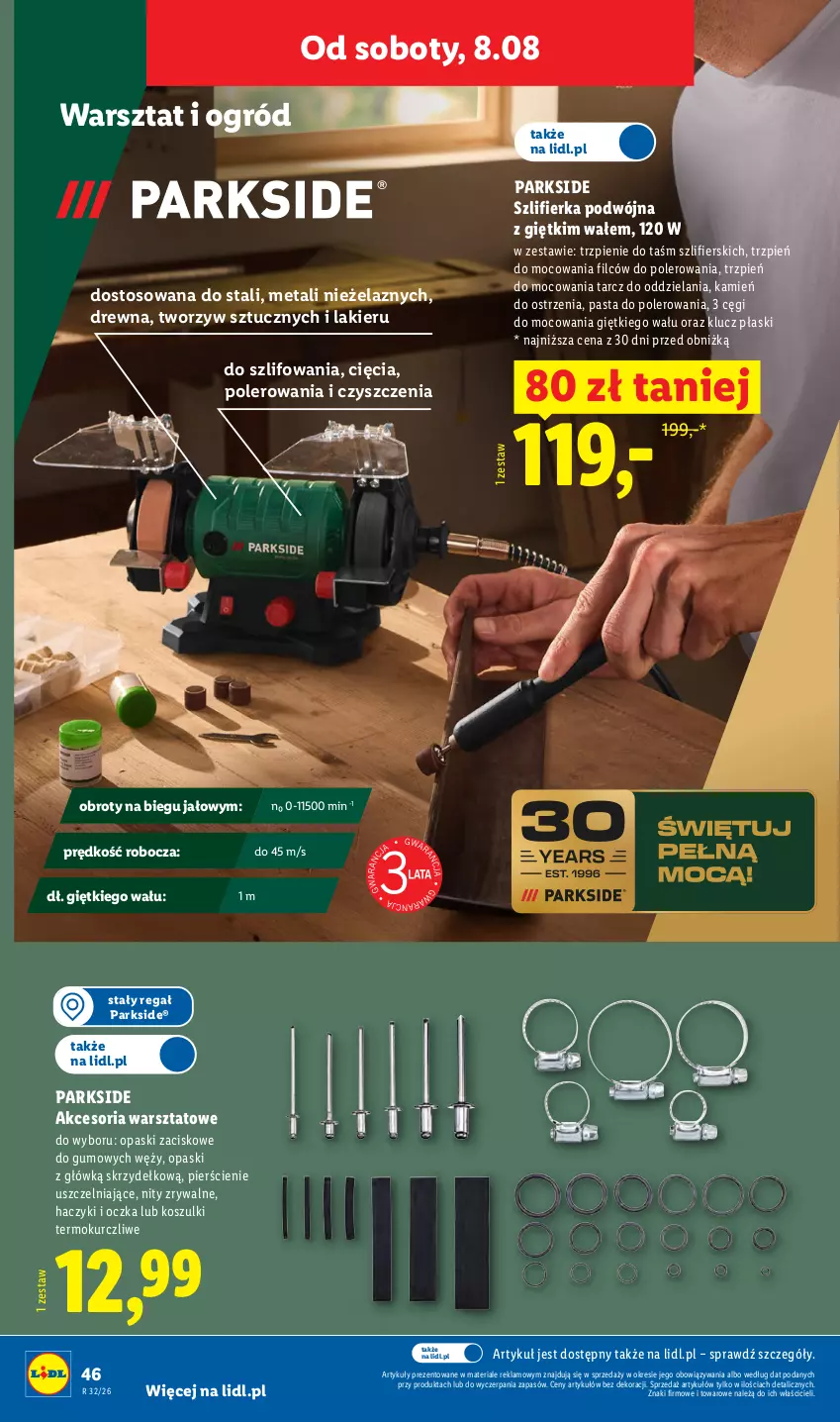 Gazetka promocyjna Lidl - Gazetka ważna od 03.08. do 08.08. - ważna 03.08 do 08.08.2026 - strona 52 - produkty: Haczyk, Kosz, Lakier, Ogród, Parkside, Regał, Szlifierka