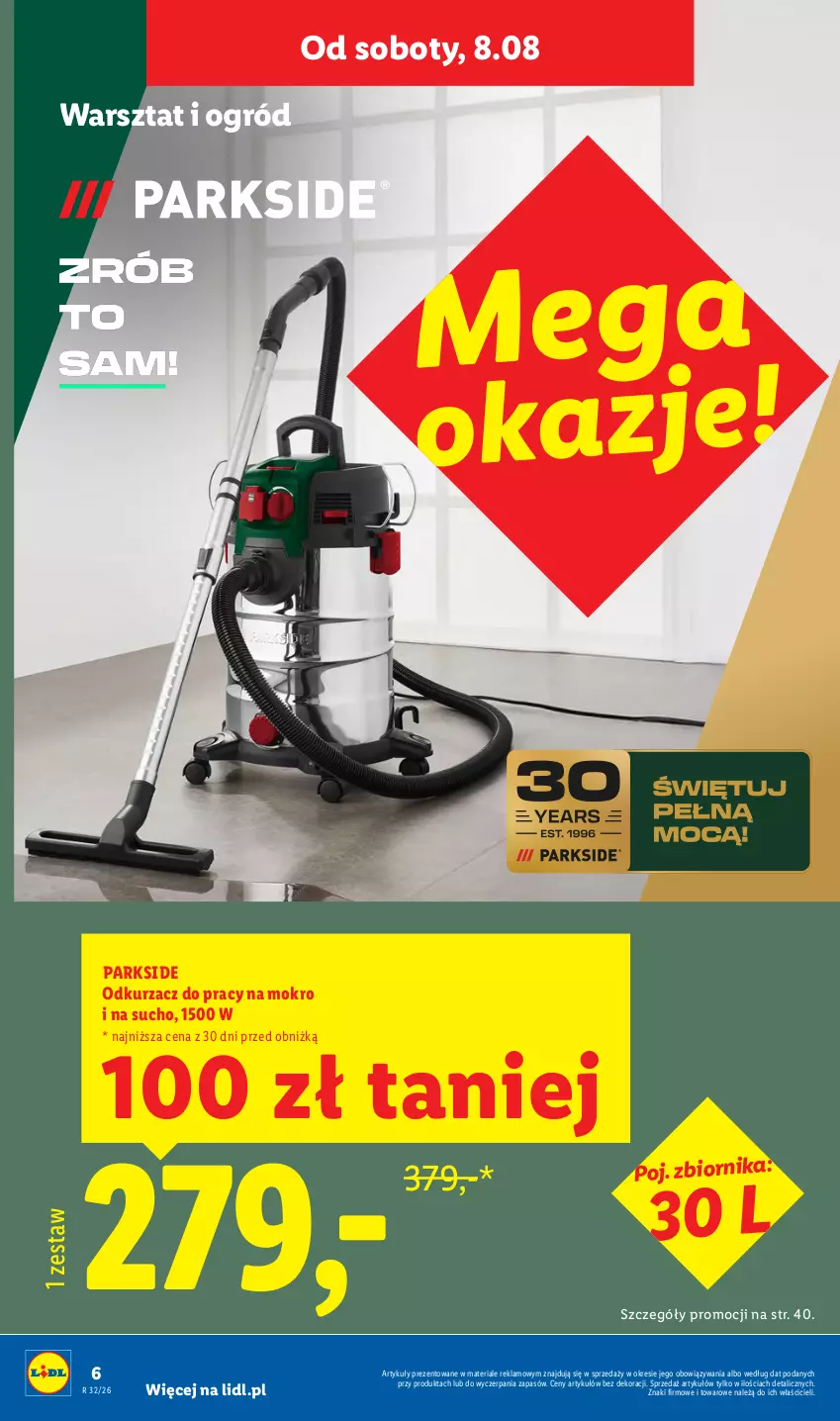 Gazetka promocyjna Lidl - Gazetka ważna od 03.08. do 08.08. - ważna 03.08 do 08.08.2026 - strona 6 - produkty: Odkurzacz, Ogród, Parkside