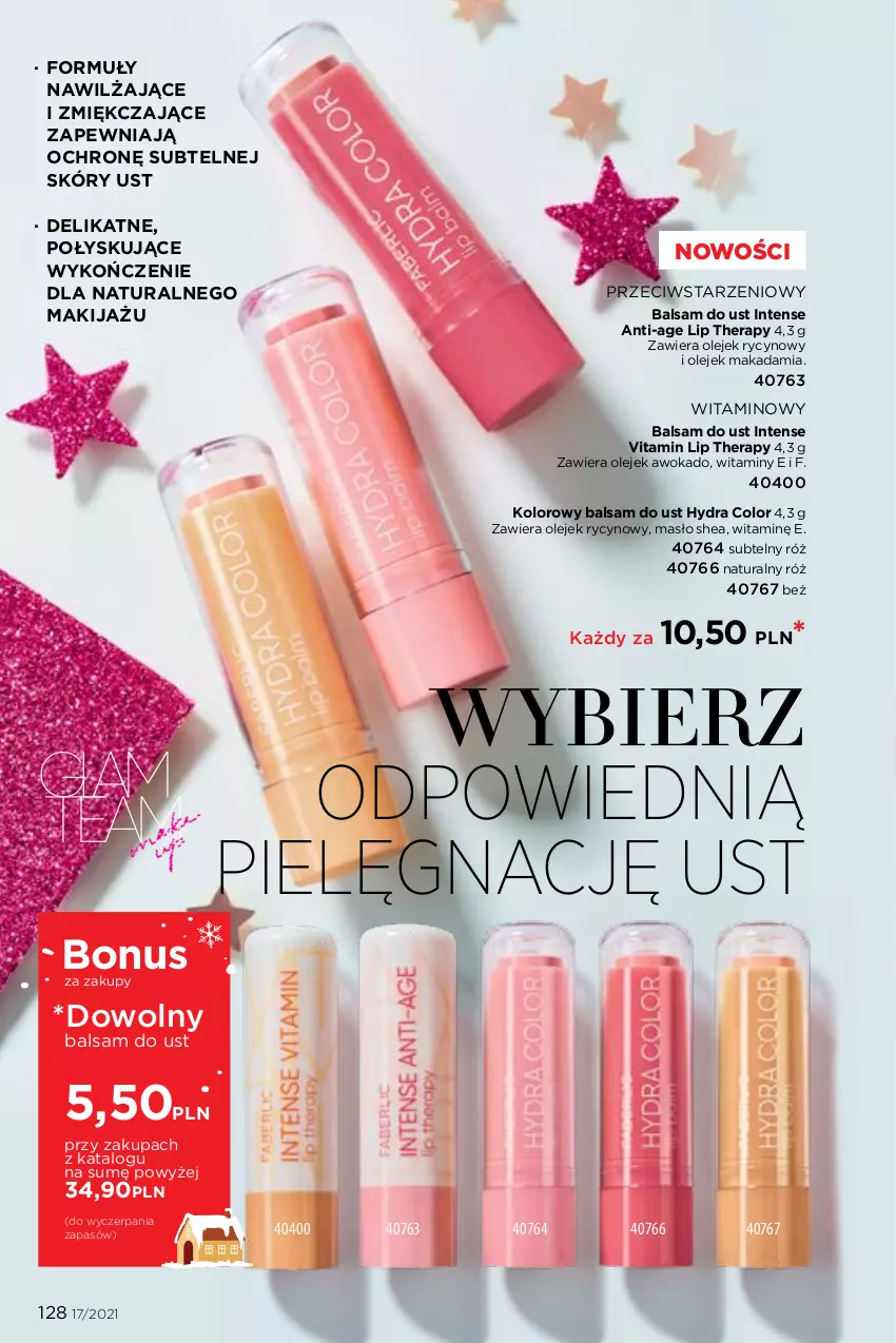 Gazetka promocyjna Faberlic - Gazetka - ważna 22.11 do 05.12.2021 - strona 128 - produkty: Balsam do ust, Makijaż, Masło, Olej