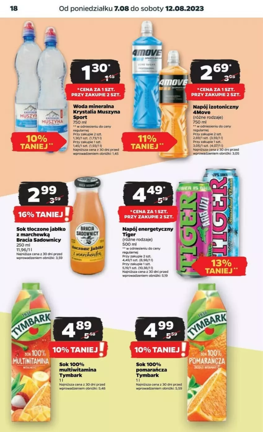 Gazetka promocyjna Netto - ważna 07.08 do 12.08.2023 - strona 10 - produkty: Mus, Napój, Napój energetyczny, Napój izotoniczny, Por, Sok, Sport, Szyna, Tiger, Tymbark, Woda, Woda mineralna