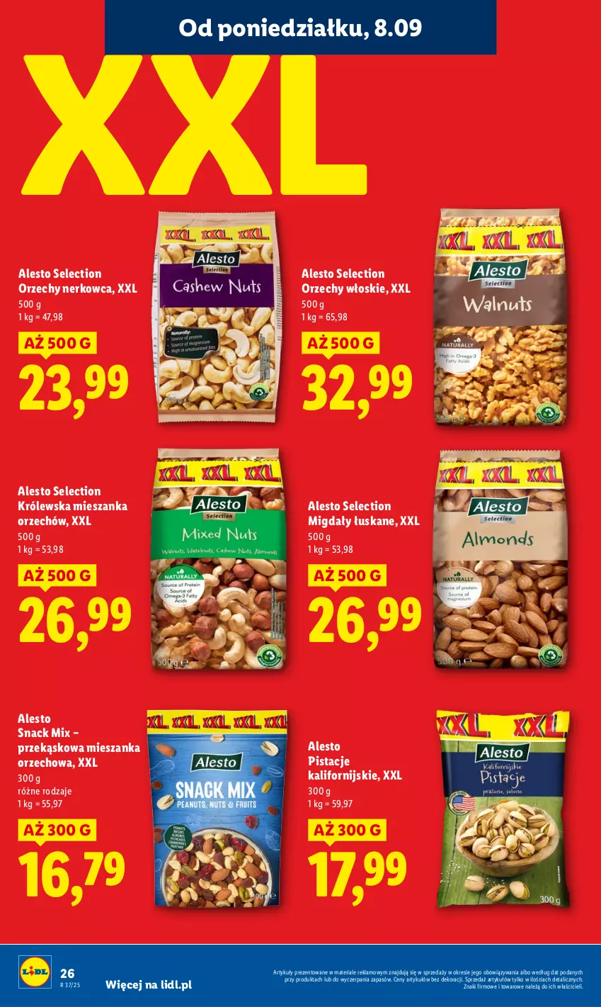 Gazetka promocyjna Lidl - GAZETKA - ważna 08.09 do 10.09.2025 - strona 28 - produkty: Mieszanka orzechowa, Migdały, Migdały łuskane, Orzechy włoskie, Pistacje