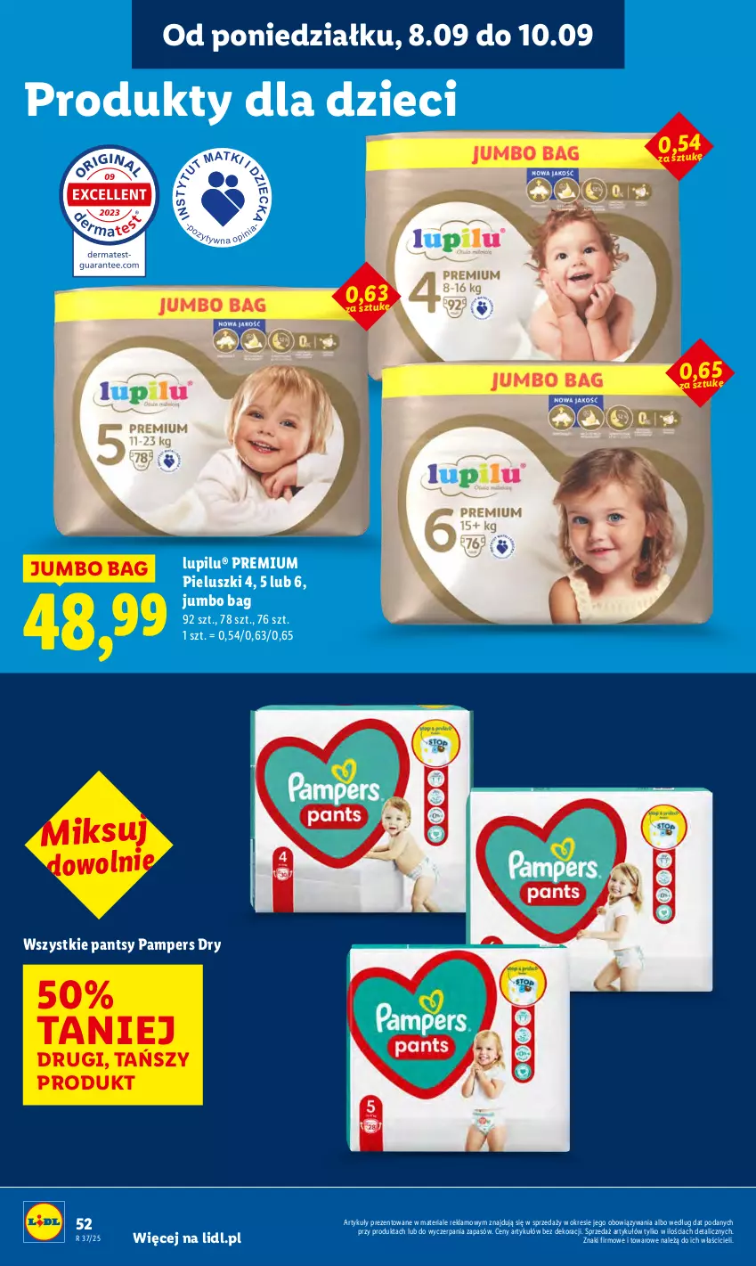 Gazetka promocyjna Lidl - GAZETKA - ważna 08.09 do 10.09.2025 - strona 58 - produkty: Dzieci, O Bag, Pampers