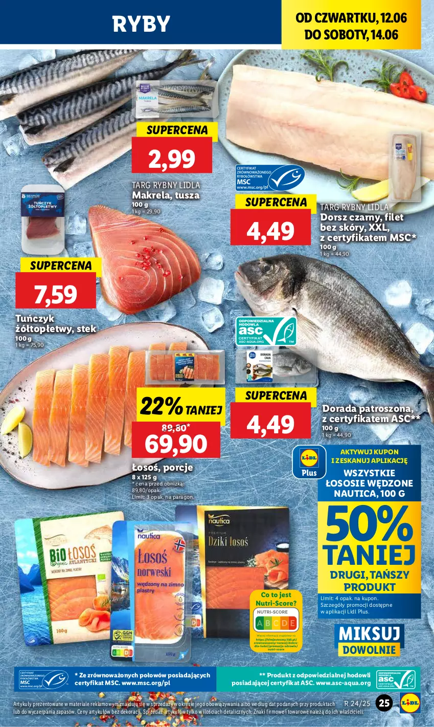 Gazetka promocyjna Lidl - GAZETKA - ważna 12.06 do 14.06.2025 - strona 29 - produkty: Dorsz, Por, Sos, Stek, Top, Tuńczyk, Tusz