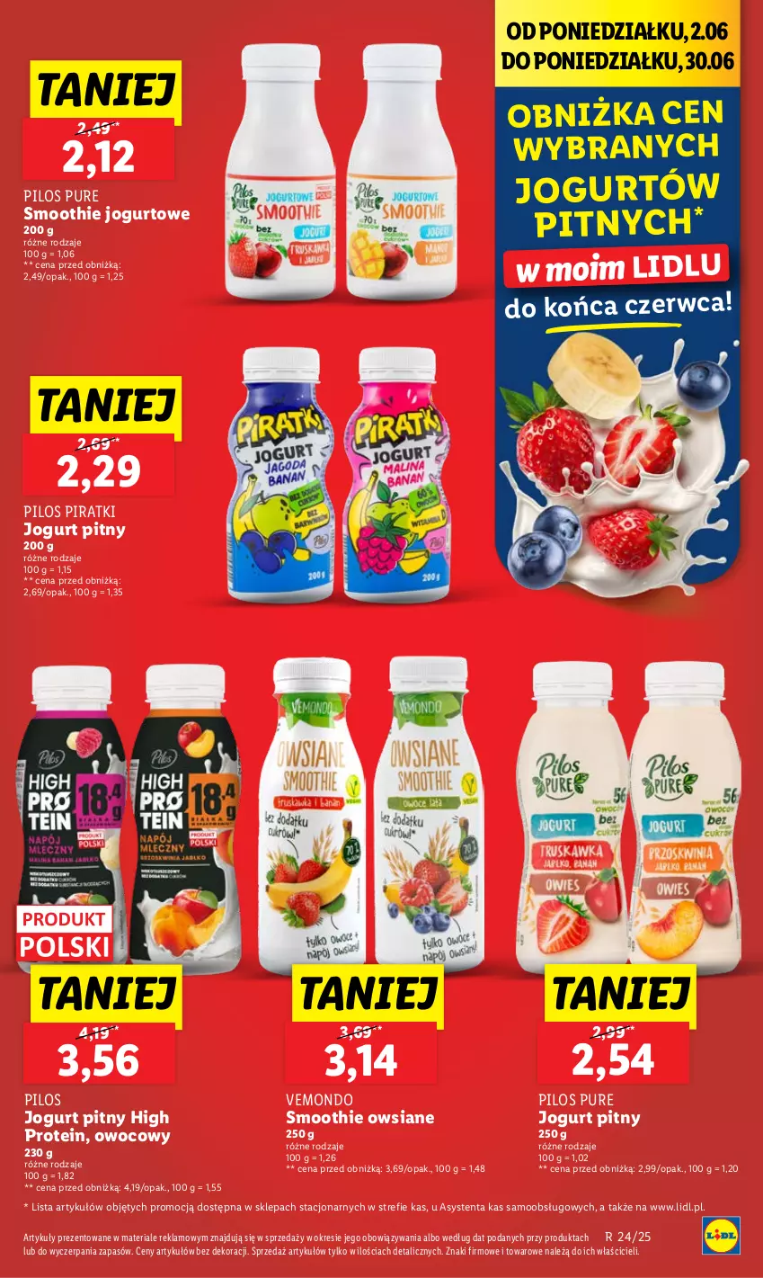 Gazetka promocyjna Lidl - GAZETKA - ważna 12.06 do 14.06.2025 - strona 33 - produkty: Jogurt, Jogurt pitny, Pilos, Pur, Smoothie