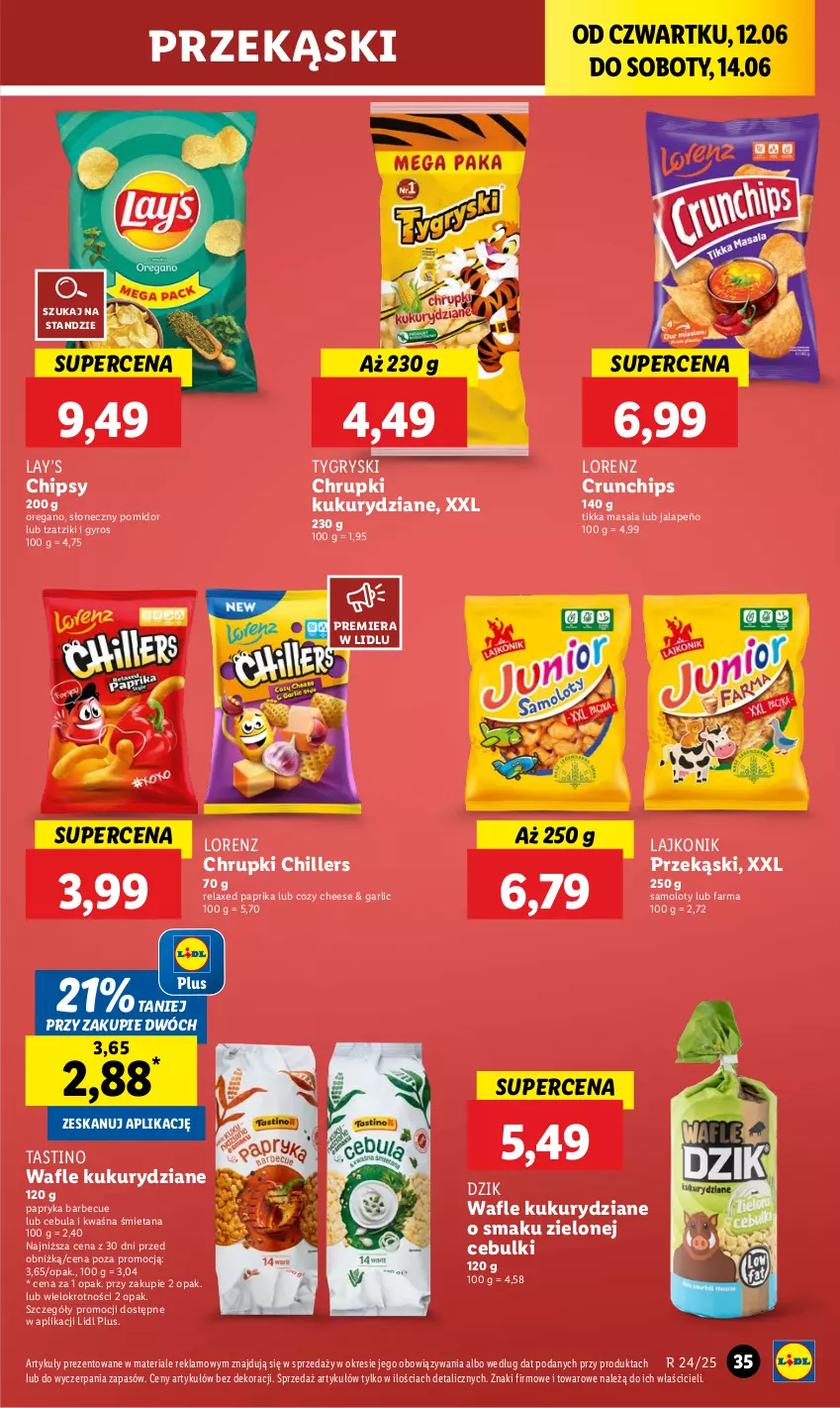 Gazetka promocyjna Lidl - GAZETKA - ważna 12.06 do 14.06.2025 - strona 47 - produkty: Amol, Cebula, Chipsy, Fa, Gry, Gyros, Lajkonik, Lay’s, Lorenz, Papryka, Samolot