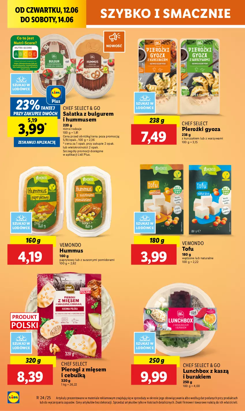 Gazetka promocyjna Lidl - GAZETKA - ważna 12.06 do 14.06.2025 - strona 50 - produkty: Bulgur, Buraki, Hummus, Kurczak, LG, Mus, Pierogi, Sałat, Sałatka, Tofu, Warzywa