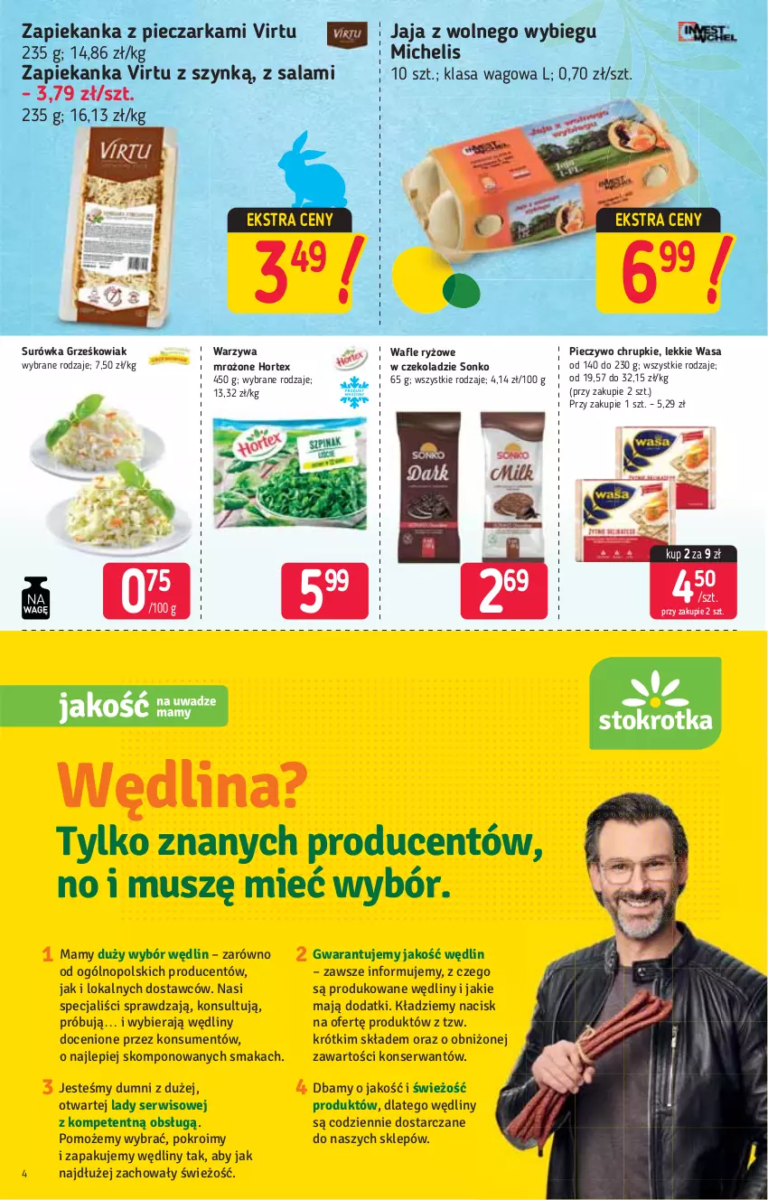 Gazetka promocyjna Stokrotka - Market - ważna 11.03 do 17.03.2021 - strona 4 - produkty: Chrupki, Hortex, HP, Jaja, Jaja z wolnego wybiegu, O nas, Piec, Pieczarka, Pieczywo, Pieczywo chrupkie, Ryż, Salami, Sonko, Surówka, Virtu, Warzywa, Wasa, Zapiekanka