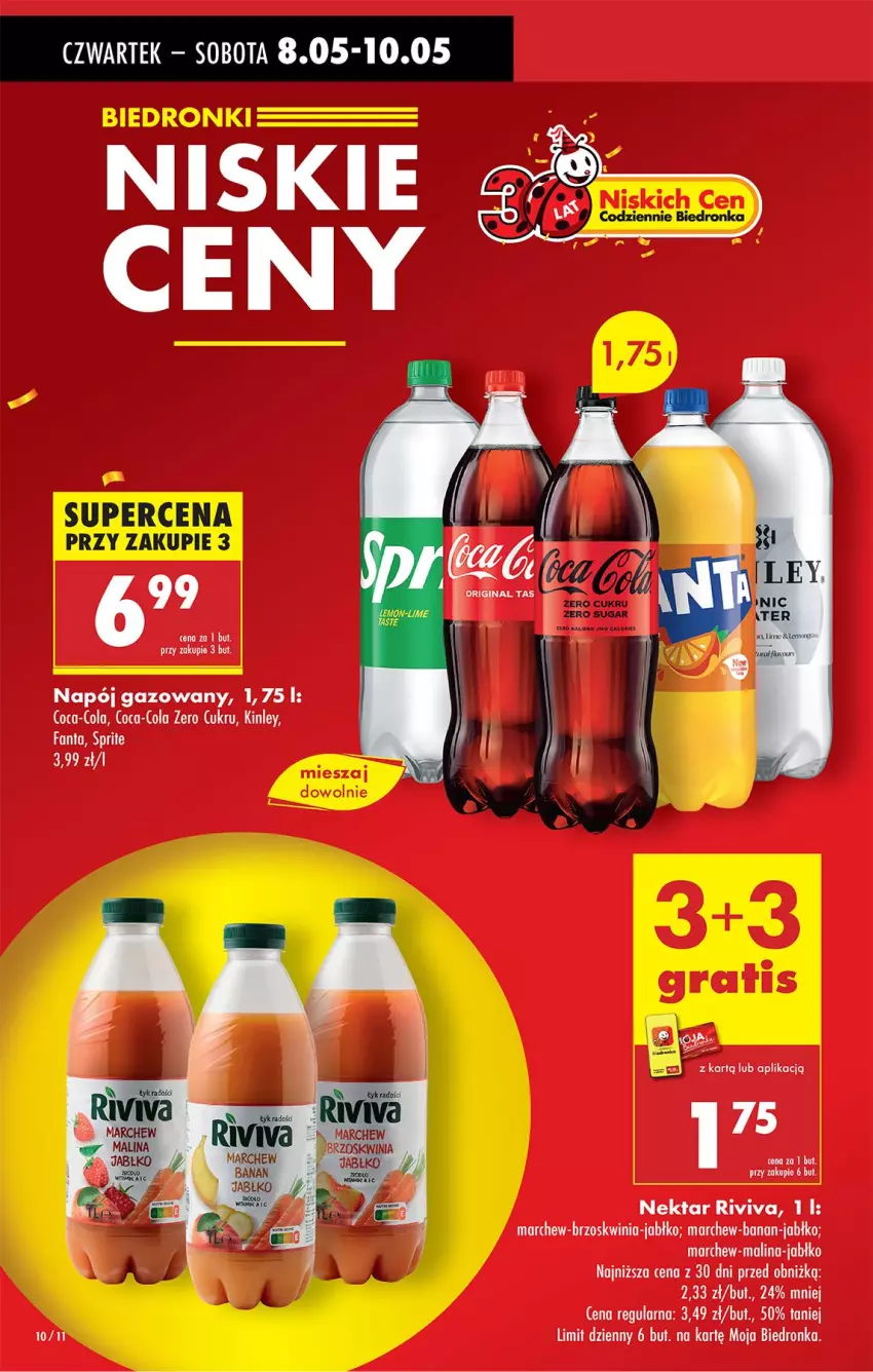 Gazetka promocyjna Biedronka - Od Czwartku - ważna 08.05 do 14.05.2025 - strona 10 - produkty: Coca-Cola, Fa, Fanta, Gin, Napój, Napój gazowany, Nektar, Sprite