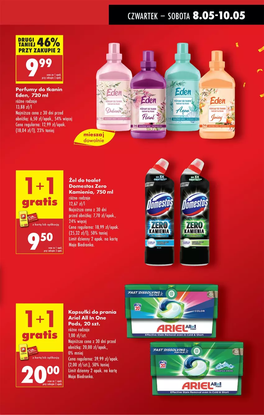 Gazetka promocyjna Biedronka - Od Czwartku - ważna 08.05 do 14.05.2025 - strona 13 - produkty: Ariel, Domestos, Kapsułki do prania, Perfum