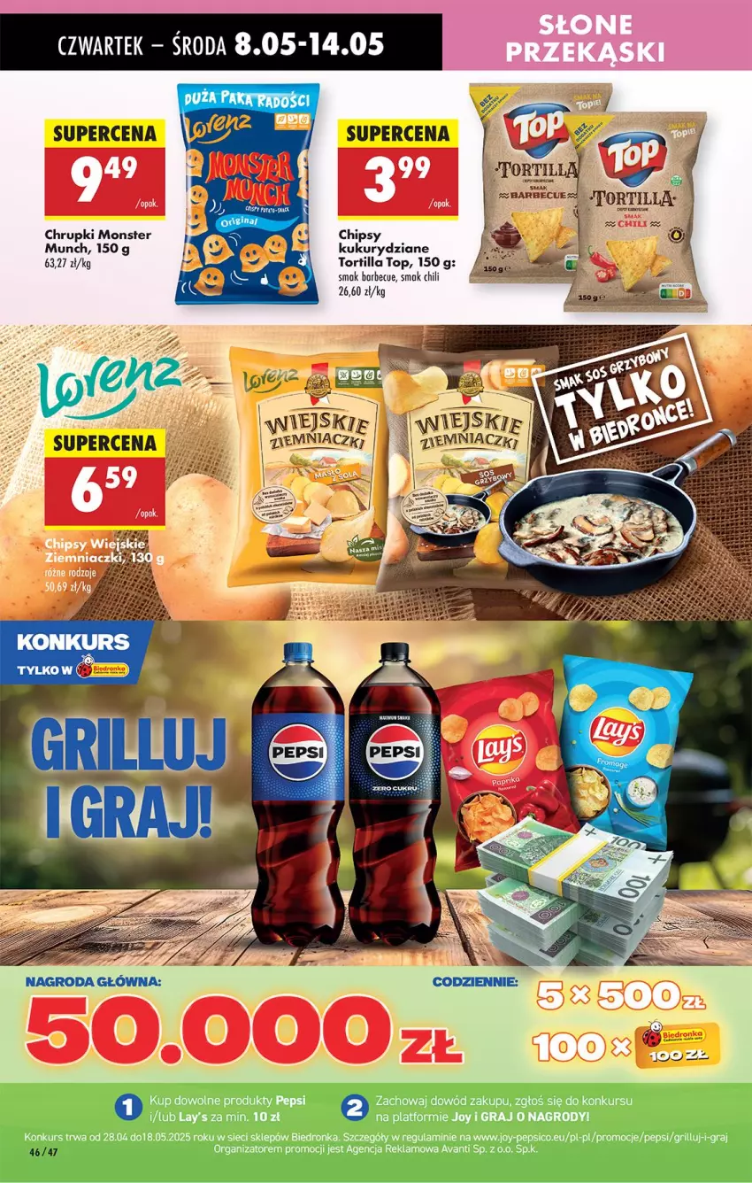 Gazetka promocyjna Biedronka - Od Czwartku - ważna 08.05 do 14.05.2025 - strona 58 - produkty: Chipsy, Chrupki, Gra, Grill, Pepsi, Top, Tortilla