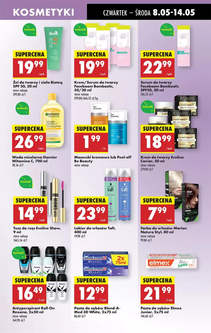 Gazetka promocyjna Biedronka - Od Czwartku - ważna 08.05 do 14.05.2025 - strona 65 - produkty: Antyperspirant, Be Be, Elmex, Eveline, Fa, Farba do włosów, Garnier, Krem do twarzy, Lakier, Lakier do włosów, Pasta do zębów, Rexona, Rum, Ser, Serum, Serum do twarzy, Taft, Tusz, Woda, Woda micelarna