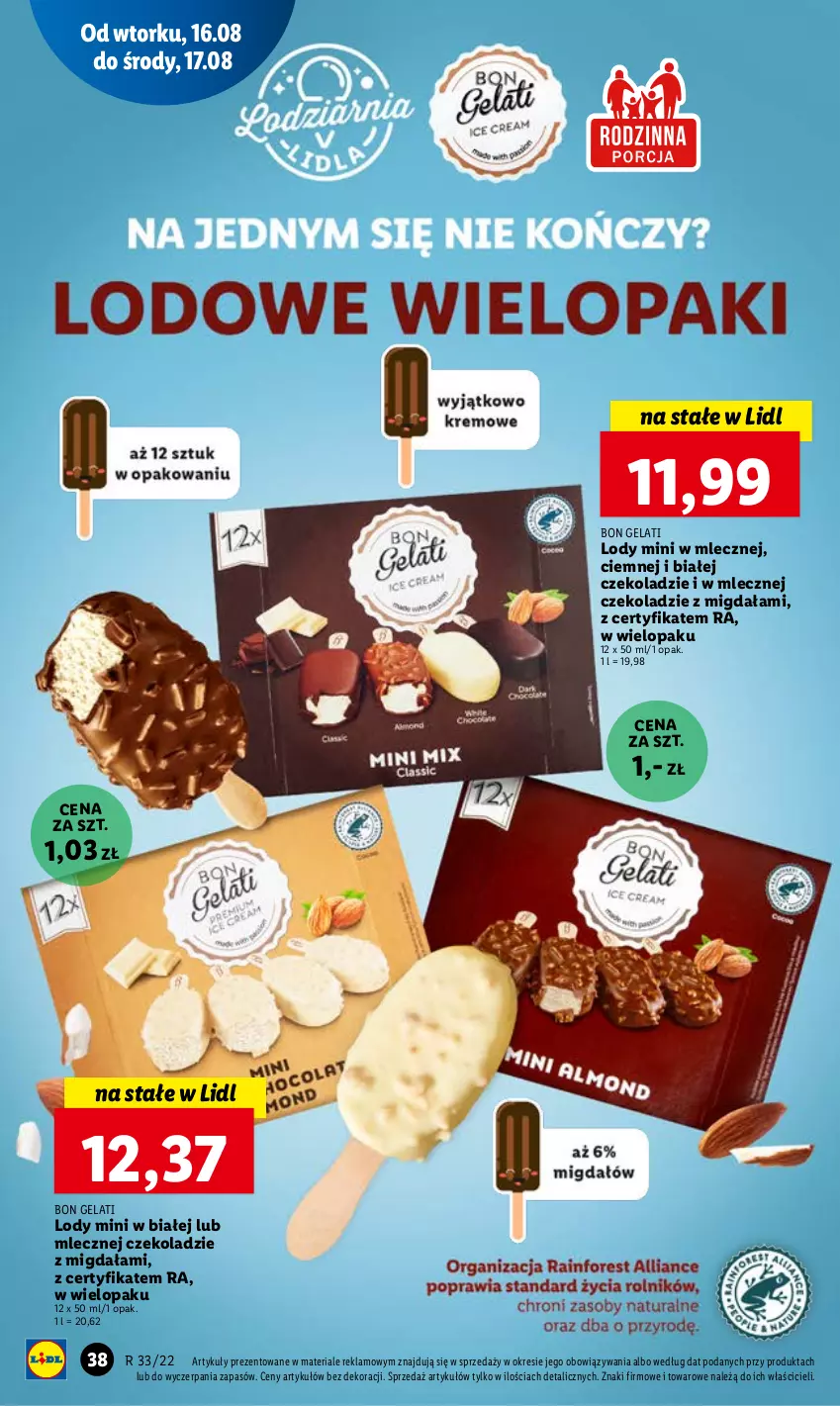 Gazetka promocyjna Lidl - GAZETKA - ważna 16.08 do 17.08.2022 - strona 42 - produkty: Lody
