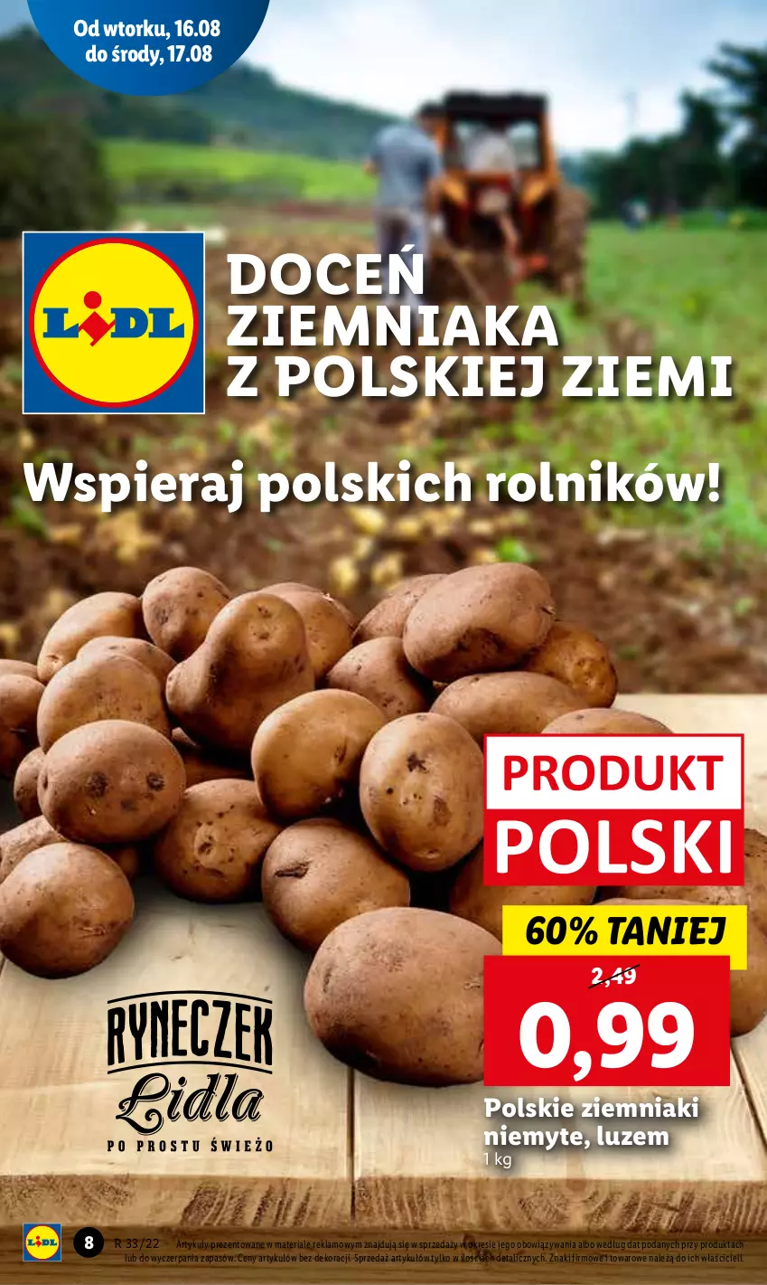 Gazetka promocyjna Lidl - GAZETKA - ważna 16.08 do 17.08.2022 - strona 8 - produkty: Rolnik, Ziemniaki