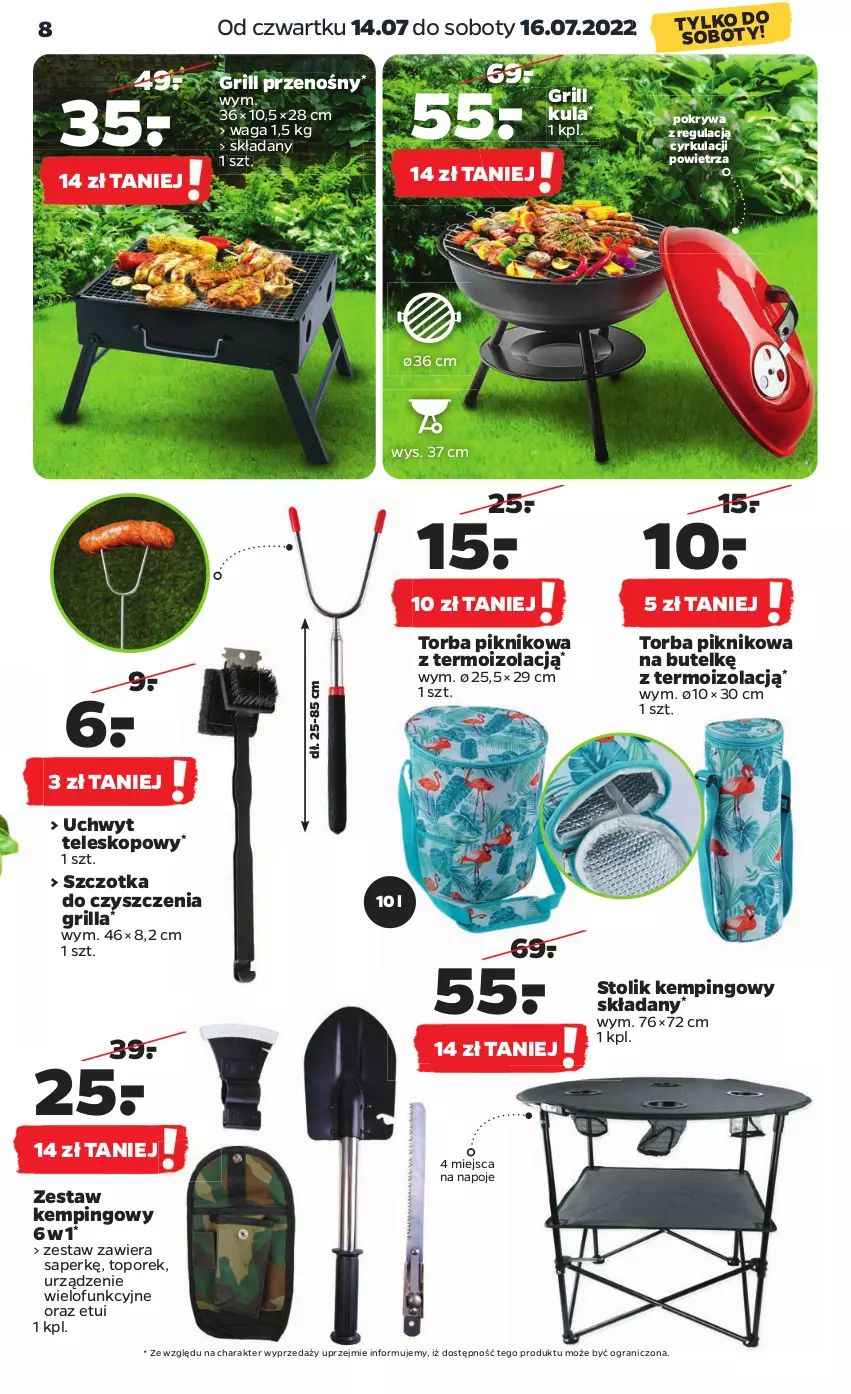 Gazetka promocyjna Netto - Akcesoria i dodatki - ważna 14.07 do 16.07.2022 - strona 8 - produkty: Gra, Grill, Napoje, Pokrywa, Por, Stolik, Szczotka, Teleskop, Top, Torba, Urządzenie wielofunkcyjne, Waga