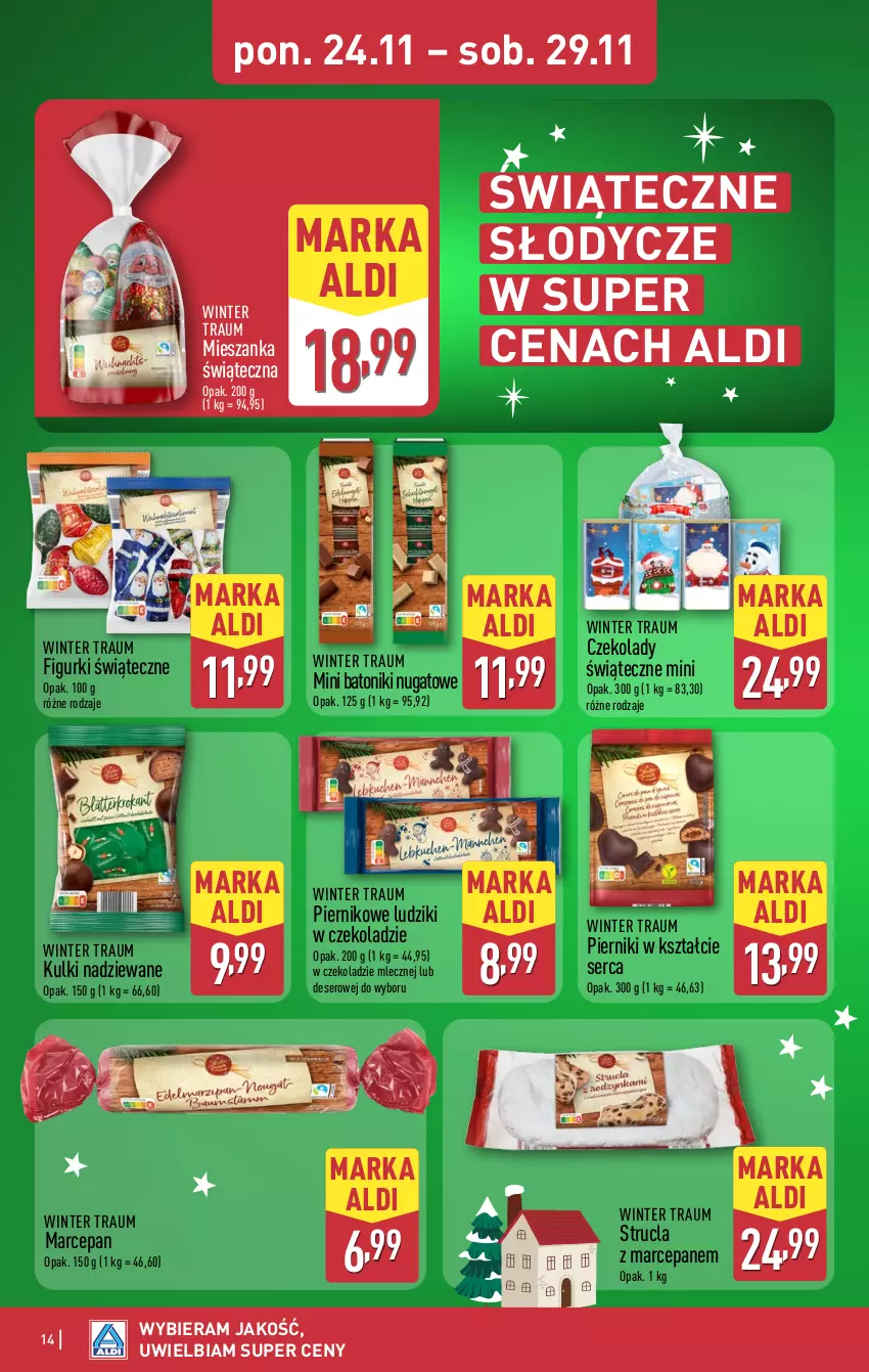 Gazetka promocyjna Aldi - Pełna oferta - ważna 24.11 do 29.11.2025 - strona 14 - produkty: Baton, Deser, Piernik, Ser, Strucla, Strucla z marcepanem, Tonik