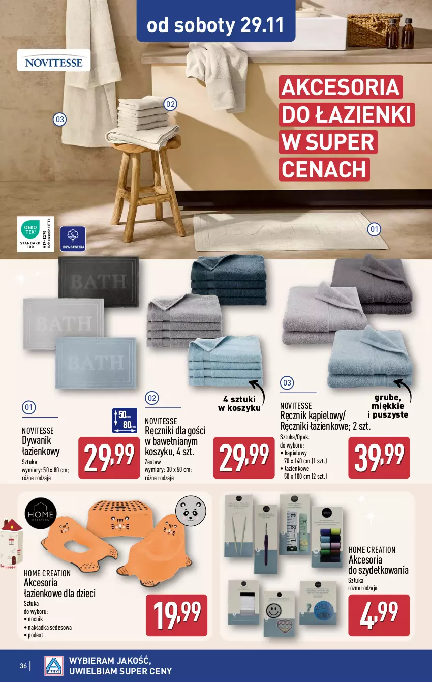 Gazetka promocyjna Aldi - Pełna oferta - ważna 24.11 do 29.11.2025 - strona 36 - produkty: Dywan, Dywanik, Dywanik łazienkowy, Dzieci, Kosz, Nocnik, Ręcznik, Ręcznik kąpielowy