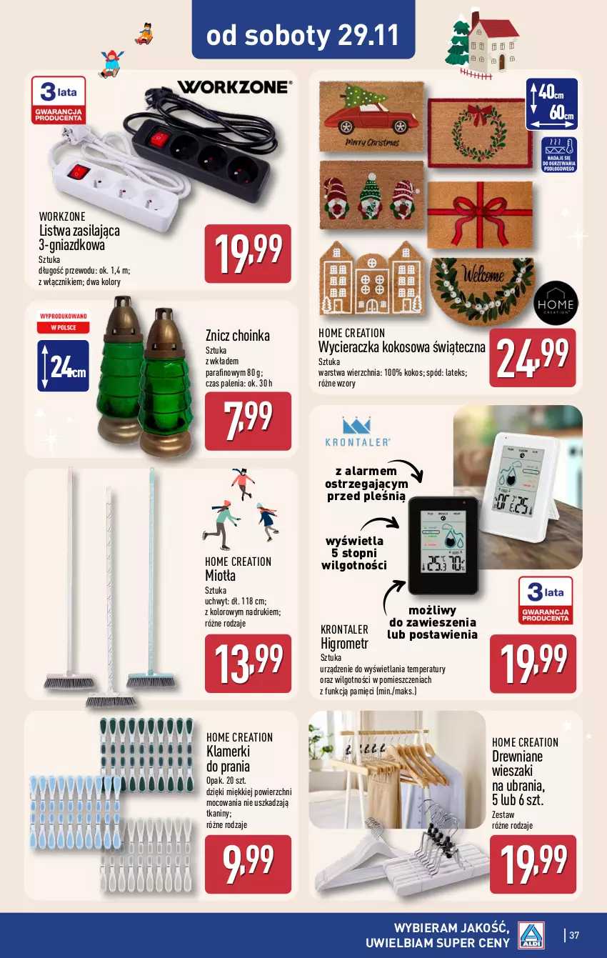 Gazetka promocyjna Aldi - Pełna oferta - ważna 24.11 do 29.11.2025 - strona 37 - produkty: Choinka, Inka, Kokos, LG, Listwa, Miotła, Top, Ubrania, Wieszak, Wycieraczka, Znicz