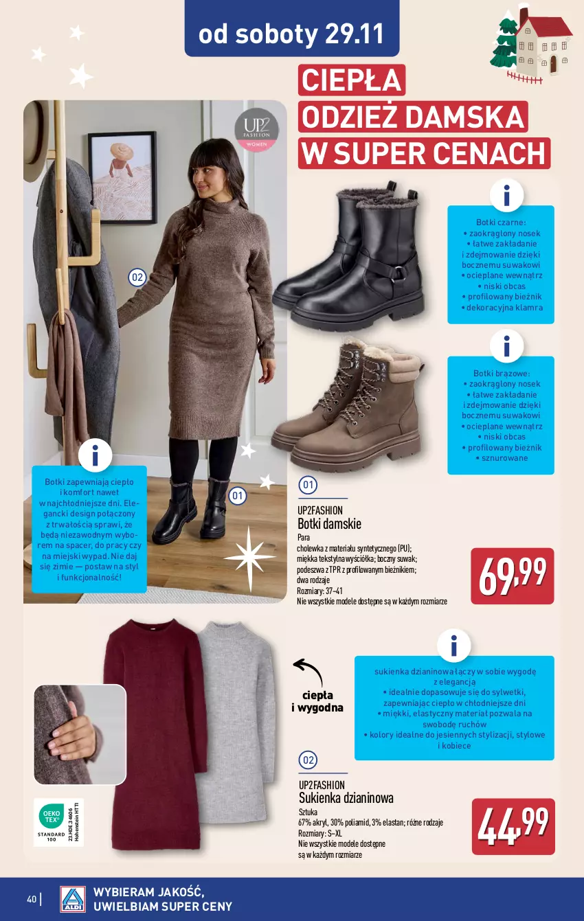 Gazetka promocyjna Aldi - Pełna oferta - ważna 24.11 do 29.11.2025 - strona 40 - produkty: Acer, Bieżnik, Botki, Fa, Sukienka