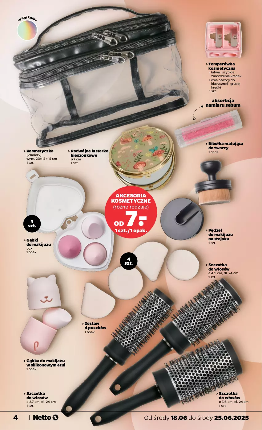 Gazetka promocyjna Netto - Od Środy Przemysłowa - ważna 18.06 do 25.06.2025 - strona 4 - produkty: Bułka, Kosmetyczka, Makijaż, Stojak, Szczotka, Szczotka do włosów