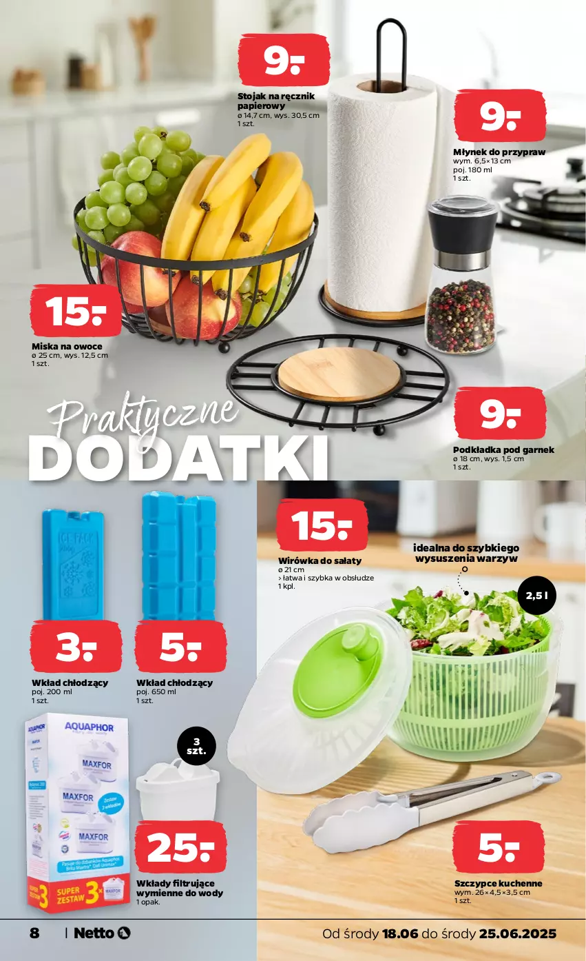 Gazetka promocyjna Netto - Od Środy Przemysłowa - ważna 18.06 do 25.06.2025 - strona 8 - produkty: Garnek, Miska, Młynek, Owoce, Papier, Podkład, Podkładka, Ręcznik, Sałat, Stojak, Szczypce