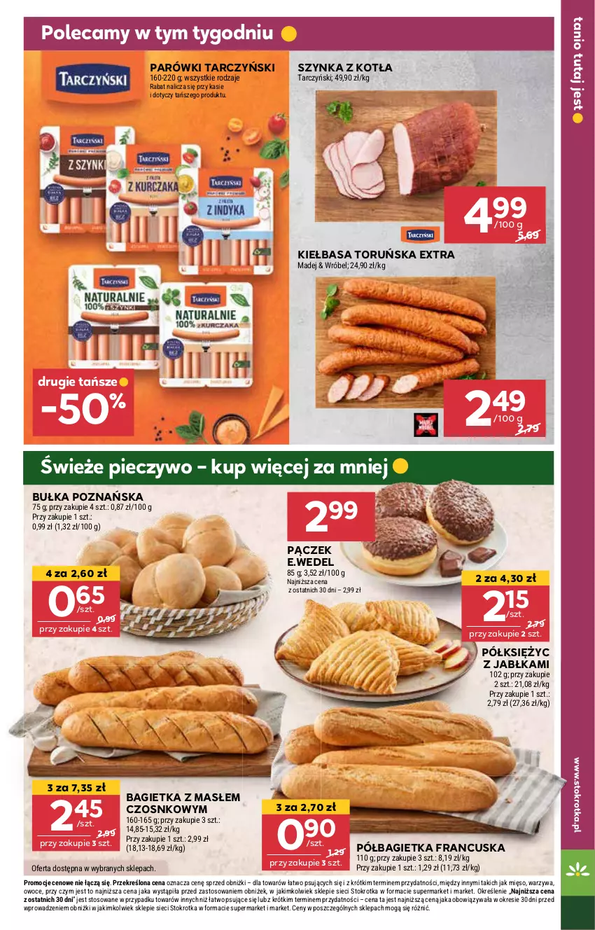 Gazetka promocyjna Stokrotka - Supermarket - ważna 30.01 do 05.02.2025 - strona 11 - produkty: Bagietka, Bułka, Jabłka, Kiełbasa, Mięso, Owoce, Pączek, Parówki, Piec, Pieczywo, Półbagietka, Szynka, Tarczyński, Warzywa