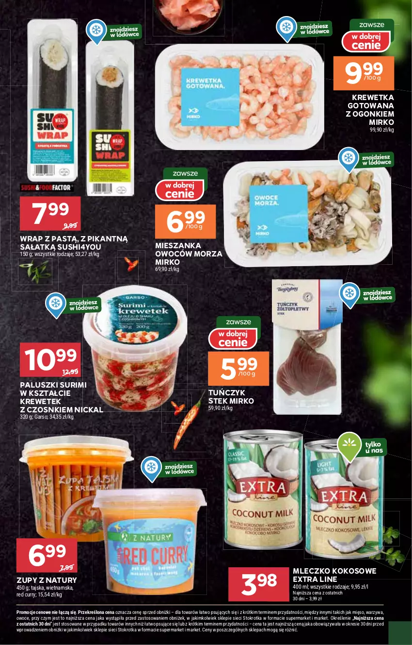 Gazetka promocyjna Stokrotka - Supermarket - ważna 30.01 do 05.02.2025 - strona 23 - produkty: Kokos, Mięso, Mleczko, Owoce, Sałat, Stek, Surimi, Sushi, Tuńczyk, Warzywa