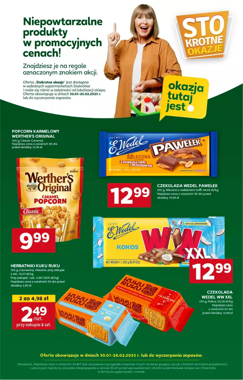 Gazetka promocyjna Stokrotka - Supermarket - ważna 30.01 do 05.02.2025 - strona 26 - produkty: Czekolada, Gin, Herbatniki, Kokos, Popcorn