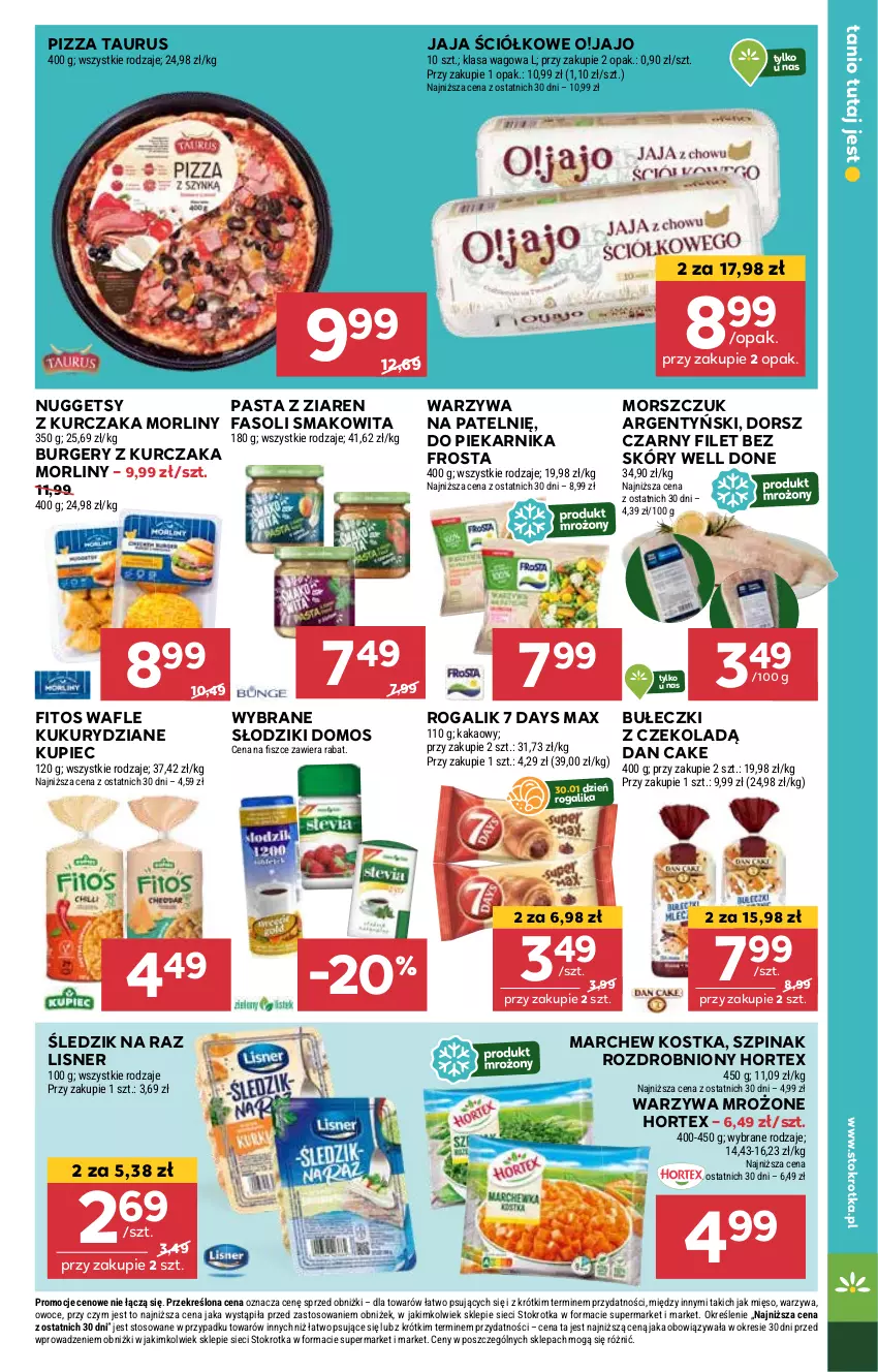 Gazetka promocyjna Stokrotka - Supermarket - ważna 30.01 do 05.02.2025 - strona 31 - produkty: 7 Days, Bułeczki, Burger, Dan Cake, Dorsz, Fa, Frosta, Hortex, Jaja, Kakao, Kupiec, Kurczak, Lisner, Mięso, Morliny, Owoce, Piec, Piekarnik, Pizza, Rogal, Smakowita, Szpinak, Wafle, Warzywa