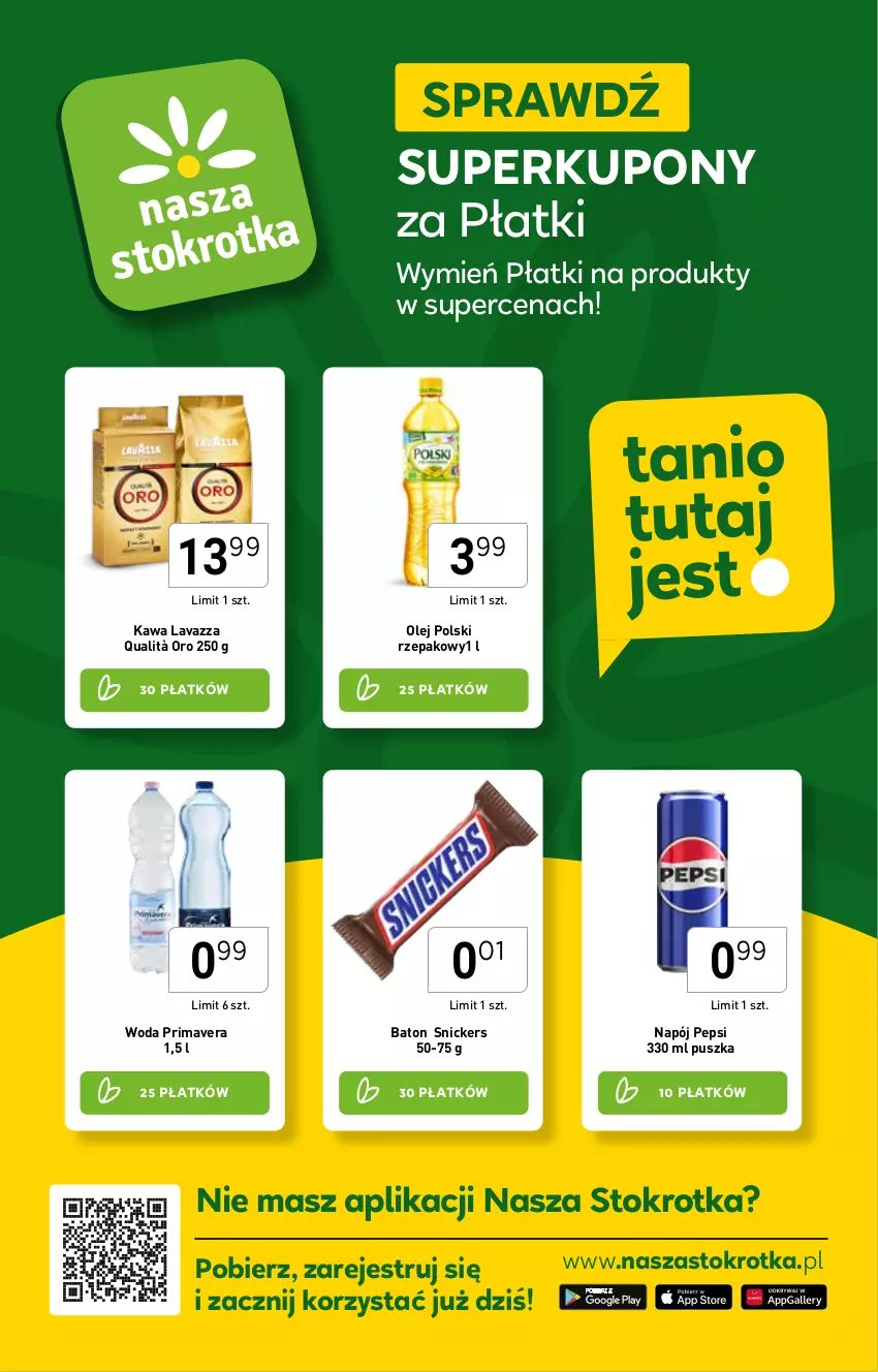 Gazetka promocyjna Stokrotka - Supermarket - ważna 30.01 do 05.02.2025 - strona 7 - produkty: Baton, Kawa, Lavazza, Napój, Olej, Pepsi, Prima, Primavera, Snickers, Woda