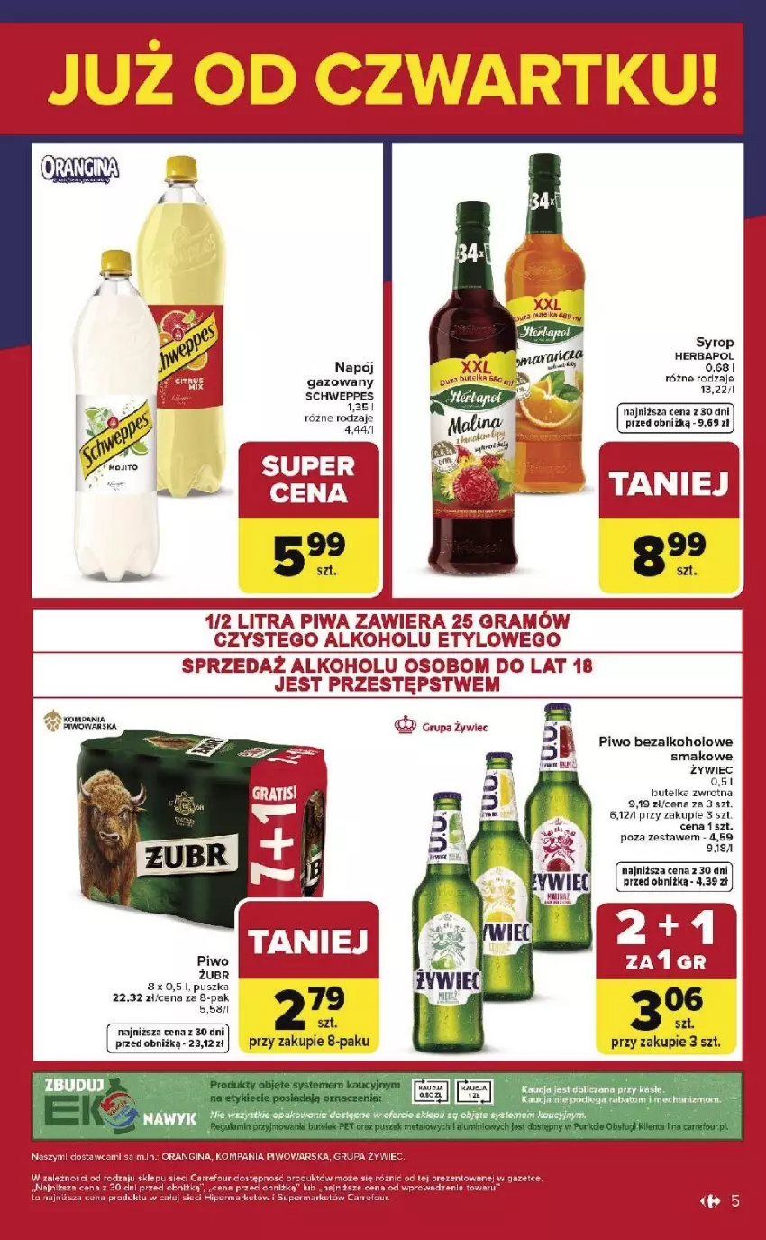 Gazetka promocyjna Carrefour - Gazetka Weekend okazji już od czwartku! - ważna 22.01 do 25.01.2026 - strona 5 - produkty: Gra, Herbapol, Piwa, Piwo, Schweppes, SVR